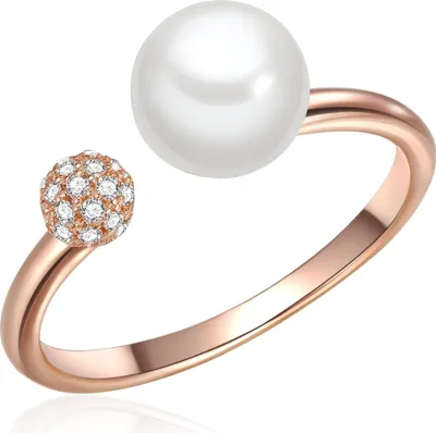 Produktbild von Valero Pearls Ring Sterling Silber Zirkonia Süßwasser-Zuchtperle 50100021 58
