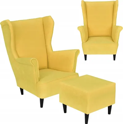 Produktbild von Family Meble Ohrensessel mit Hocker Max Relaxsessel Skandinavisch Bequemer Sessel Loungesessel Fernsehsessel Wohnzimmer Schlafzimmer Büro (MKR 21)