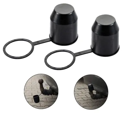Image de 2 protections pour attelage de remorque, noires, étanches à la poussière et à l'eau, adaptées aux attelages jusqu'à 55 mm