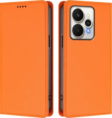 Immagine prodotto di Custodia in pelle per Realme 15 / Realme 15 Pro 5G, custodia a libro magnetica in Finto cuoio con supporto, arancione