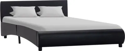 Produktbild von vidaXL Bettgestell mit LED Schwarz Kunstleder 140×200 cm