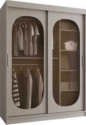 Produktbild von MIRJAN24 Kleiderschrank Bahrajn 150, Schwebetürenschrank, Garderobe (Farbe: Cashmere, Größe: 150 cm, mit Schubladen)