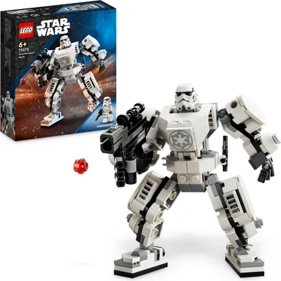Produktbild von LEGO 75370 Star Wars Sturmtruppler Mech Set, Baubares Actionfigur-Modell mit Gelenkteilen, Minifiguren-Cockpit und großem Stud-Shooter, Sammelspielzeug für Kinder ab 6 Jahren