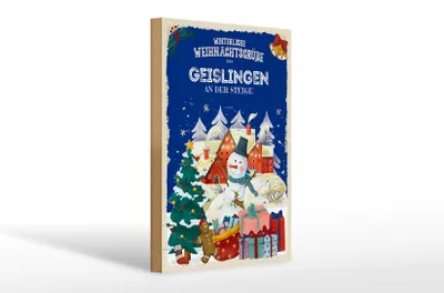 Produktbild von Holzschild Weihnachtsgrüße GEISLINGEN AN DER STEIGE Geschenk 20x30cm