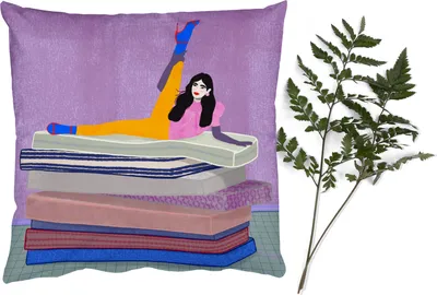 Produktbild von MuchoWow® Zierkissen Sofakissen Wohnzimmer Dekokissen 45x45 cm Frau - Vintage - Pastell - Schlafpolster - Polster für das Sofa