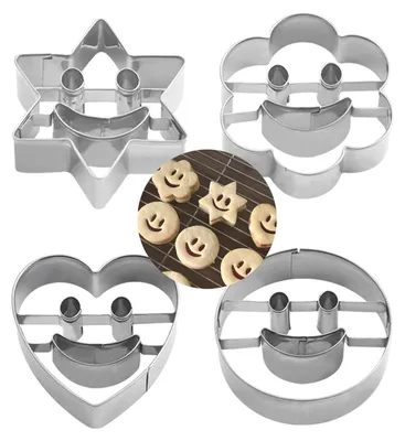 Produktbild von 4-teiliges Ausstechformen-Set aus Edelstahl, Brotbackformen, Ausstechformen-Set, DIY-Backformen für Fondant-Kekse, Kuchen- und Keksformen, Küchenbackzubehör, Keksform
