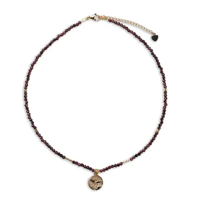 Produktbild von DomiSoul Halskette aus Natursteinen, Granat, Handgefertigt, Einzigartige, Steine 3 mm, 14 Karat Gold überzogen