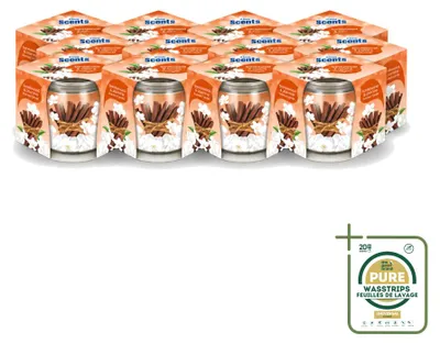 Immagine prodotto di 12 candele profumate "At Home Scents", fragranza Sandalo e Gelsomino, peso 70 g ciascuna - confezione risparmio da 12 pezzi