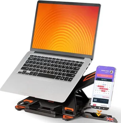 Immagine prodotto di Supporto rialzato per laptop con porta-telefono - Supporto regolabile per laptop per uso domestico e in ufficio