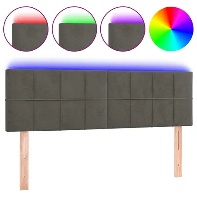 Produktbild von vidaXL LED Kopfteil Dunkelgrau 144x5x78/88 cm Samt