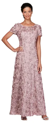 Produktbild von Alex Damen Long A-Line Rosette Dress Kleid fr besondere Anlsse, Rose, 44