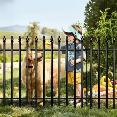 Image de Clôture de jardin - Clôture métallique avec portail - Hauteur 81 cm, 4 éléments