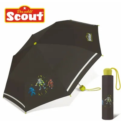 Produktbild von Scout Boys Kinder Regenschirm Taschenschirm mit Reflektionsstreifen Dark Beast