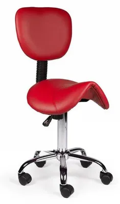 Produktbild von Ergonomisch Sattelhocker Rot Mit Lehne Auf Räder