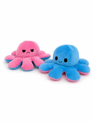 Produktbild von Plüschtier Oktopus Wendekuscheltier 30 cm rosa blau – Reversible Stofftier Krake, Kuscheltier