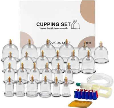 Productafbeelding van Vacuümcupping met pomp – 24 Chinese cuppingbekers voor vacuümtherapie - 12 magneten