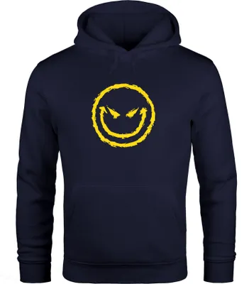 Produktbild von Hoodie Herren Evil Emoticon Sweatshirt mit Kapuze Kapuzenpullover Moonworks® navy XL