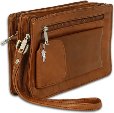 Produktbild von DrachenLeder Leder Herren Handgelenktasche tan braun 20x12x7 OTJ512C