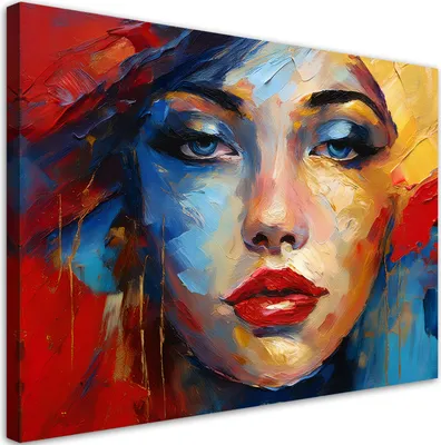 Produktbild von Feeby - Leinwand Bilder - Frau Gesichtsfarbe - 30x20 cm - Deko Wohnzimmer - Wandbilder Schlafzimmer - Deko Aesthetic - Wand Deko - Leinwand Groß - Deko Zimmer - Leinwandbilder XXL