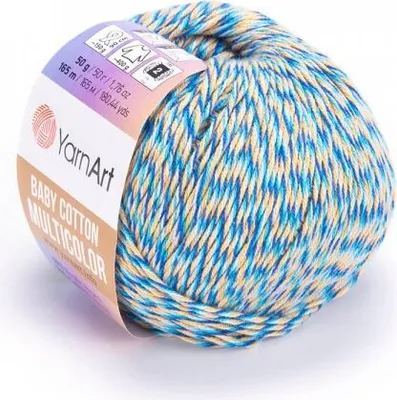 Produktbild von Yarn Art Baby Baumwolle Multicolor 5211 Blue Yellow Strickgarn