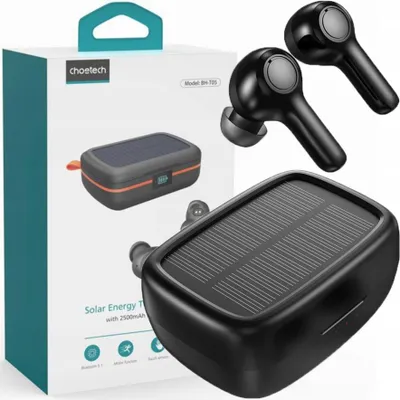 Image de Choetech Wireless Headphones Tws With Sun Panel Black (Bh-T09)