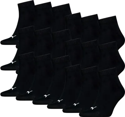 Produktbild von 18 Paar Uni Puma Quarter kurze Sportsocken in Schwarz Größe 47-49