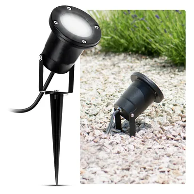 Produktbild von SSC-LUXon KARI LED Gartenstrahler mit Erdspieß für außen in schwarz Gartenleuchte Kopf schwenkbar mit 3W GU10 LED Lichtfarbe neutralweiß