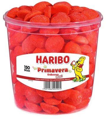 Produktbild von Haribo 47505, Hartes Gummi, 1,05 kg, Erdbeere, Rot, 1603 kJ, 377 kcal