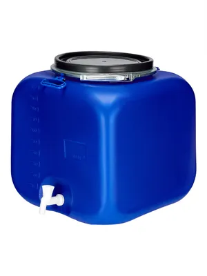 Produktbild von Garronda 100L Plastikfass 100L Weithalsfass mit Deckel Hahn quadratisch für Haus&Garten GD-0089, Blau