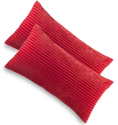 Produktbild von Kuscheli® 2er Set Kissenbezug im Doppelpack Cashmer Touch Fleece Kissenhülle, Sofakissen Kopfkissenbezug Kissenbezüge Couchkissen, Farbe:ROT, Größe:2x 40x80 cm