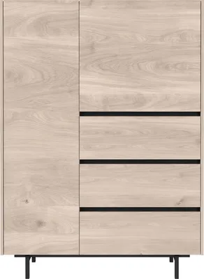 Produktbild von Highboard >CANTORIA< 2 Türen, 3 Schübe, Castello-Eiche-Nachbildung/Schwarz - 109x150x40cm (BxHxT)