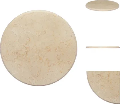 Image de vidaXL Plateau de table Crème Ø50x2,5 cm Marbre - Plateaux de table
