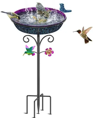Image de Bain pour oiseaux sauvages, abreuvoir pour oiseaux, bain pour oiseaux de jardin, bain pour oiseaux d'hiver, bain pour oiseaux en métal, abreuvoir d'extérieur.