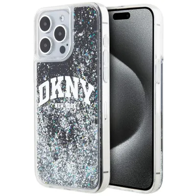 Produktbild von DKNY, Schutzhülle Liquid Glitter Arch Logo f. Apple iPhone 14 Pro Max, Schwarz