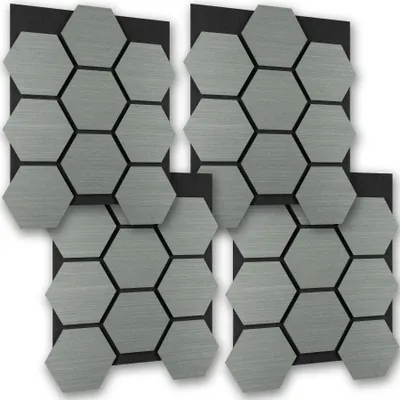 Produktbild von tectake® Akustikpaneele Sonic Shield Holzoptik in Eiche hellgrau je 76 x 62 x 1,8 cm, Größe flexibel anpassbar