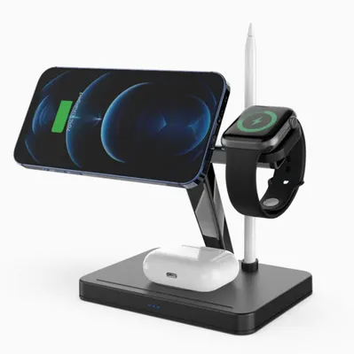Produktbild von 4in 1 Magnetische Kabelloses Qi Ladegerät Ladestation Magsafe kompatobel mit  iPhone Apple Watch Air Pod’s Pencil 15watt