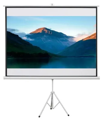 Zdjęcie produktu dla Ekran projekcyjny Beamer - 183 cm, format 4:3, rozdzielczość 4K HD, z statywem - składany statyw - regulacja wysokości - kąt widzenia 160° - do użytku wewnątrz i na zewnątrz - biały