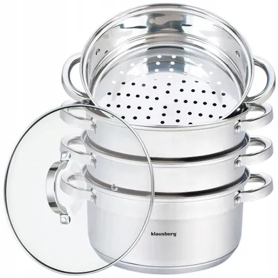 Produktbild von Klausberg Dampfgar Topf KB-7146 5L 24cm Induktion Edelstahl