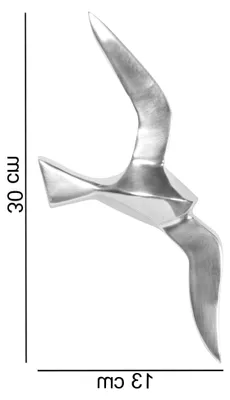 Produktbild von Wanddekoration Möwe aus Aluminium poliert, Dekofigur in Silber, große Statue, moderne maritime Skulptur
