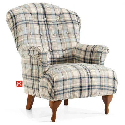 Produktbild von KONSIMO TOMIS Vintage Einzelsessel, hergestellt in der EU, Beine aus Massivholz, hohe Rückenlehne, tiefer und bequemer Sitz