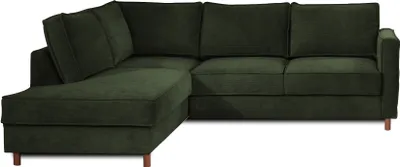 Image de Lisa Design Jake - canapé d'angle gauche - convertible - 5 places - en velours côtelé , Vert