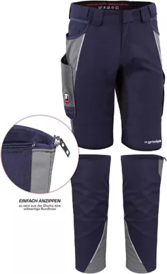 Produktbild von Qualitex kurze Arbeitshose - TOP-BUNDLE Shorts IRON + Beinverlängerung - Lyocell, Cordura & Stretch - in Farbe: marine/grau - Herren: 62 - Damen: 56