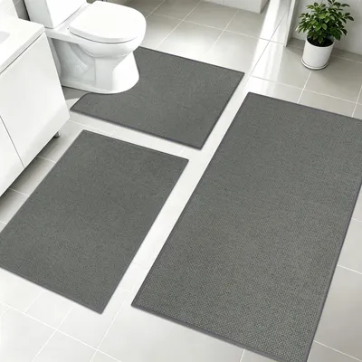 Produktbild von 3-teiliges Antirutsch-Badmatten-Set, Wasserabsorbierend und Waschbar