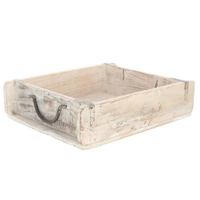 Produktbild von Novaliv Holzkiste Vintage Weiß 30 x 25 x 8 cm Alte Ziegelform Holz Groß Allzweckkiste aus recyceltem Altholz Jede Form EIN Unikat – Vintage Kiste Deko