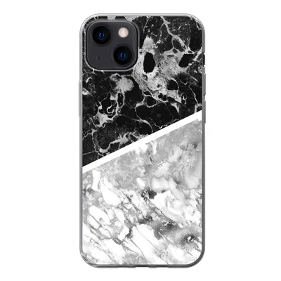 Produktbild von MuchoWow® Handyhülle Schutzhülle Hülle für iPhone 13 Marmor - Schwarz - Weiß - Luxus Silikon Softcase Handy Hülle - Karteninhaber