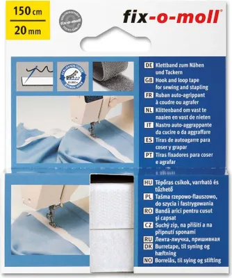 Produktbild von Klettband fix-o-moll zum Nähen 150cm x 20mm weiß