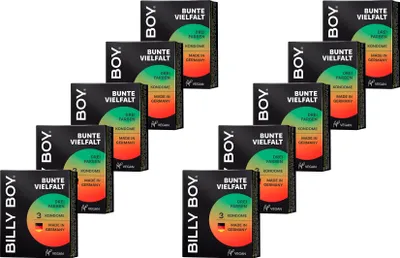 Produktbild von 30 (10 x 3er) Billy Boy Bunte Vielfalt Kondome farbig - Standardgröße