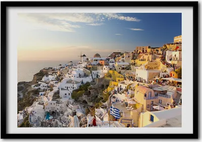 Produktbild von Bild - Bilder - Bilderrahmen - 70 cm x 50 cm - MDF-Rahmen, Wandkunst Santorini, Griechenland