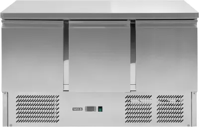 Image de Table réfrigérée, plan de travail, 3 portes, température -2 à +8 °C, 240 W, 368 L