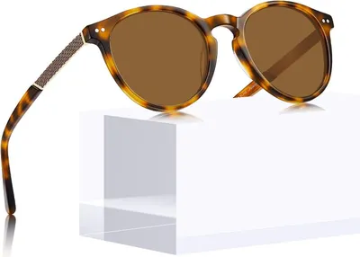 Produktbild von CARFIA Vintage Runde Sonnenbrille Damen Polarisiert UV-Schutz